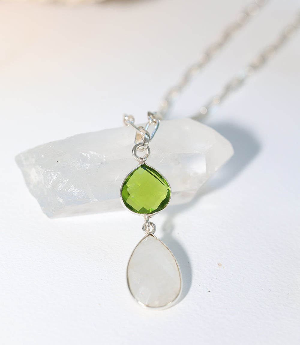 Moonstone And Peridot Pendant Necklace