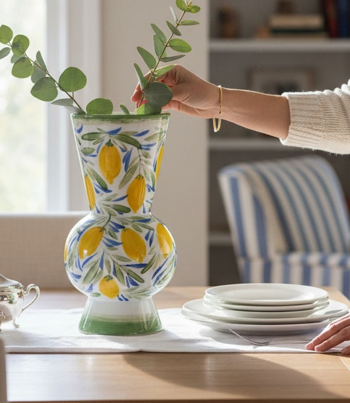 Hand-Painted Large Lemon Vase