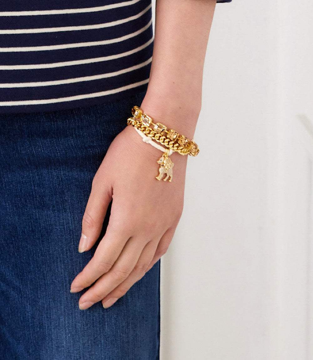 Pavé Dog And Paw Cord Bracelet