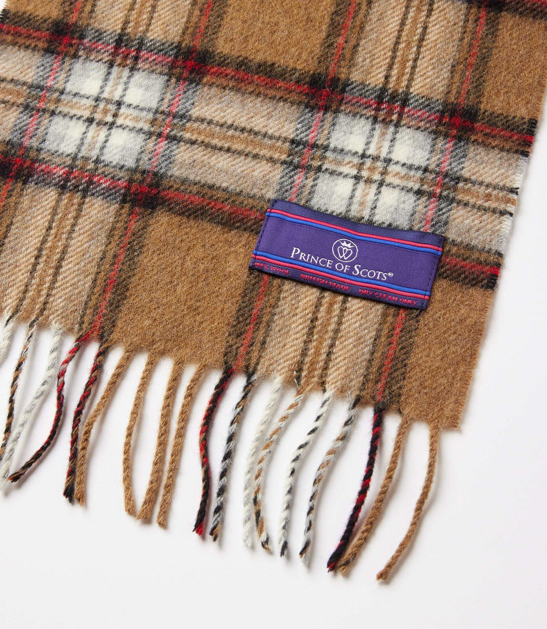 Merino Wool Fringed Plaid Scarf