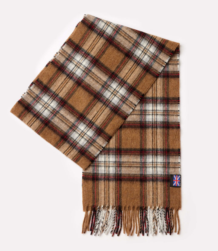 Merino Wool Fringed Plaid Scarf