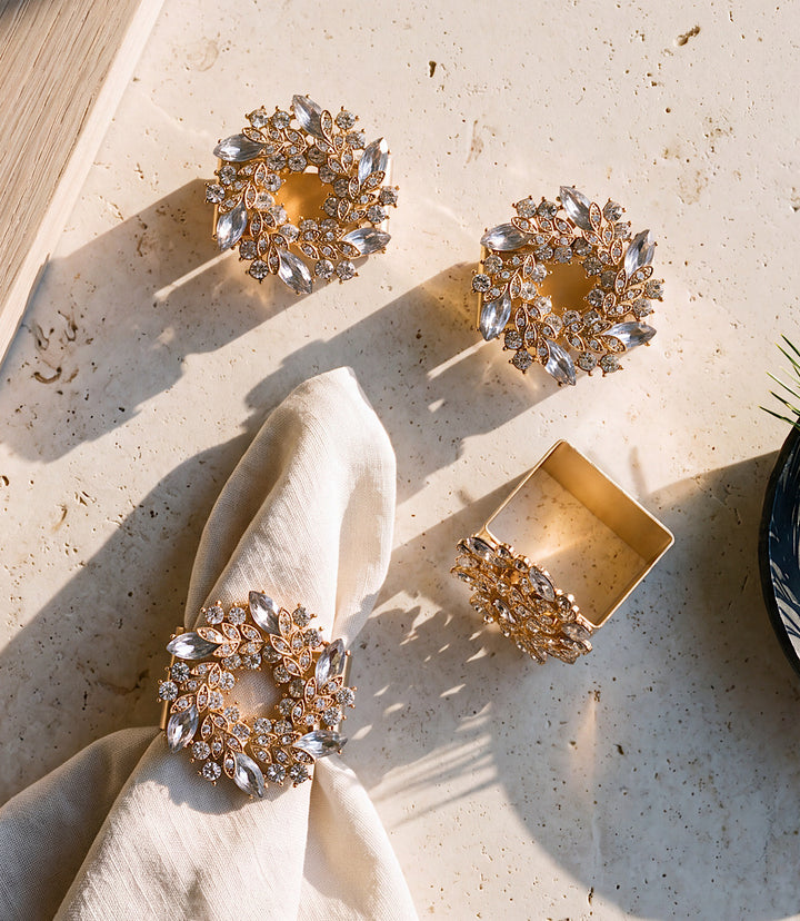 Jeweled Wreath Napkin Rings, Set Of 4