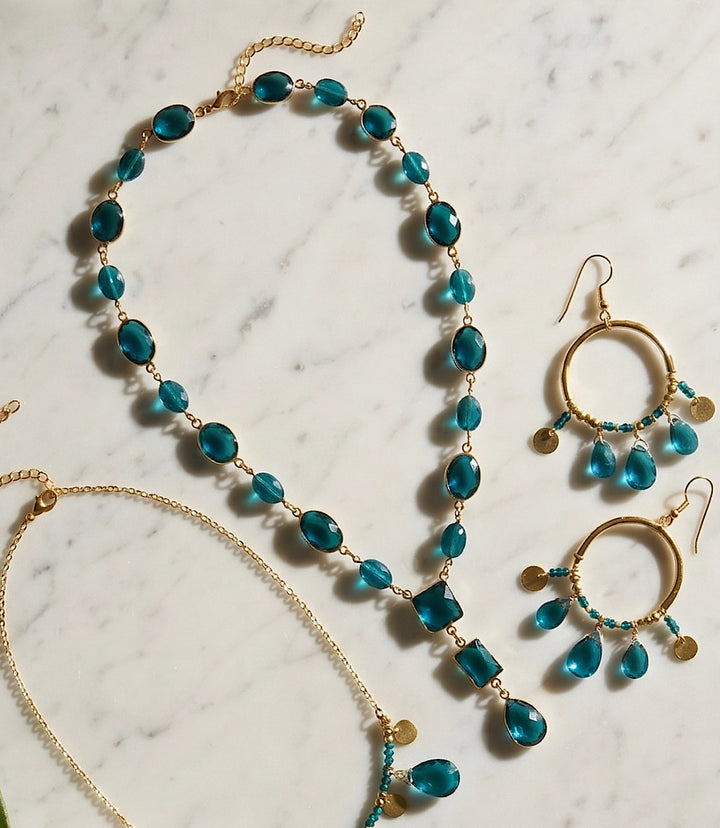 Teal Topaz Dangle Earrings