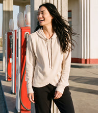 Rhinestone Drawstring Crossover Sweatshirt