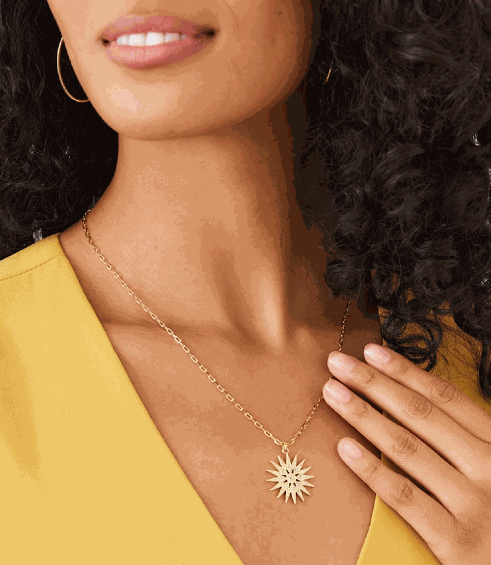 Pavé Crystal Sunburst Necklace