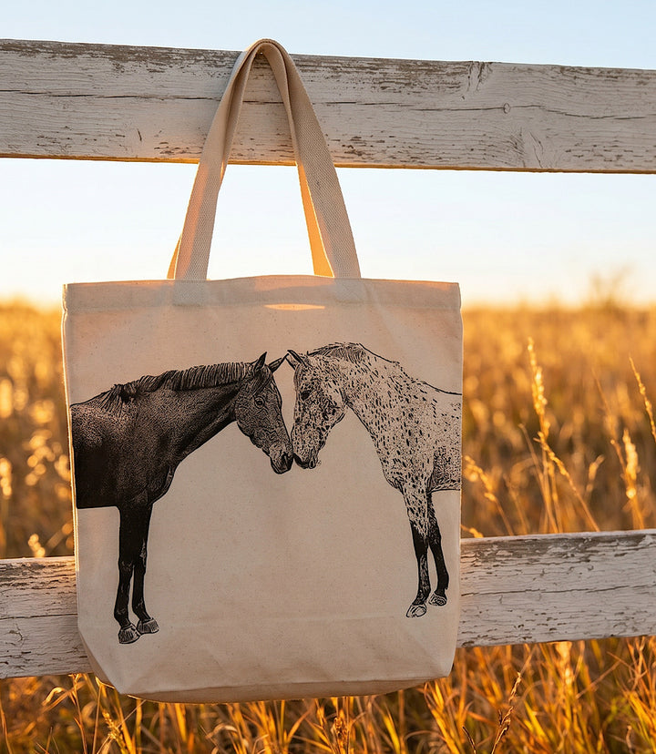 Kissing Horses Canvas Tote Bag