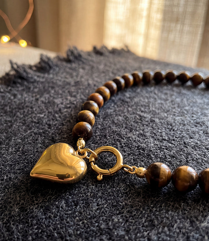 Beaded Heart Toggle Necklace