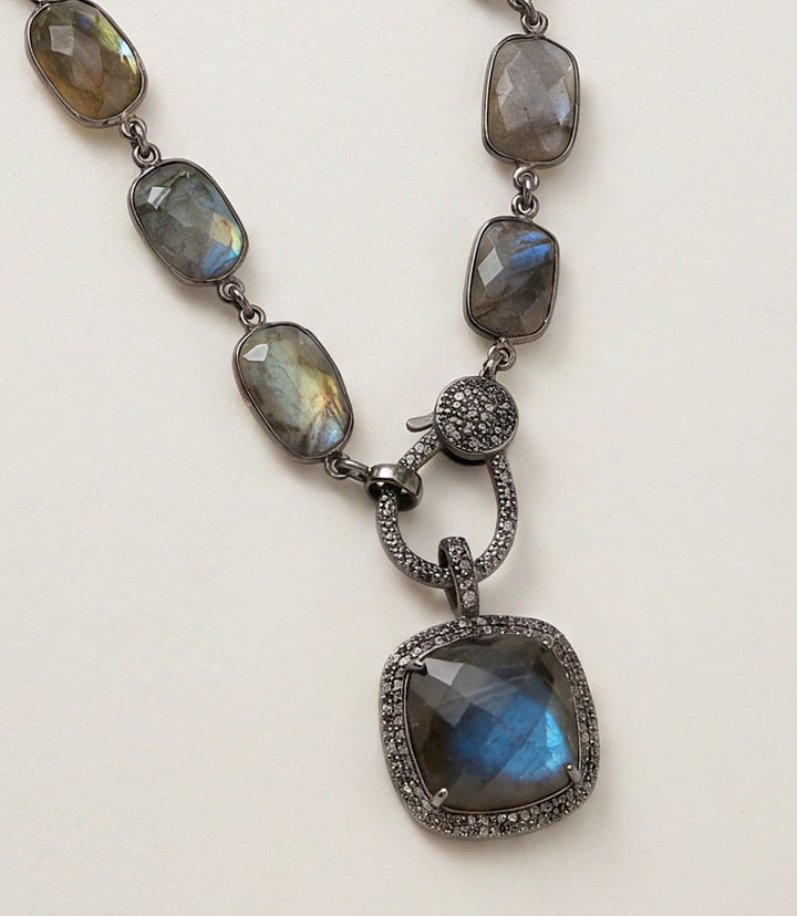 Labradorite Bezel Crystal Pendant Necklace