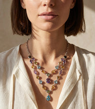 Multi Gemstone Double Strand Necklace
