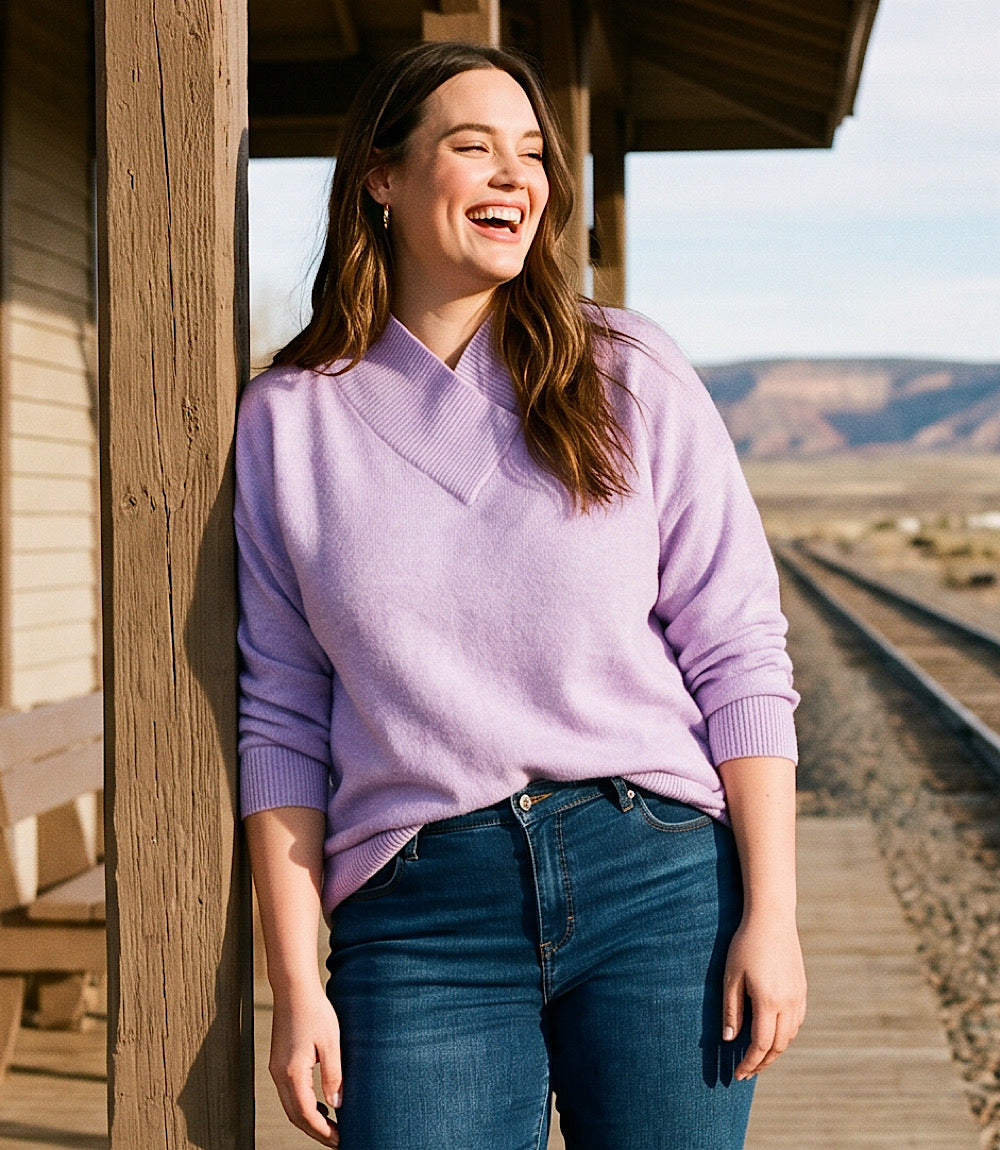 Plus Size Shawl Collar Sweater
