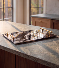 Gilded Resin Serving Tray With Handles