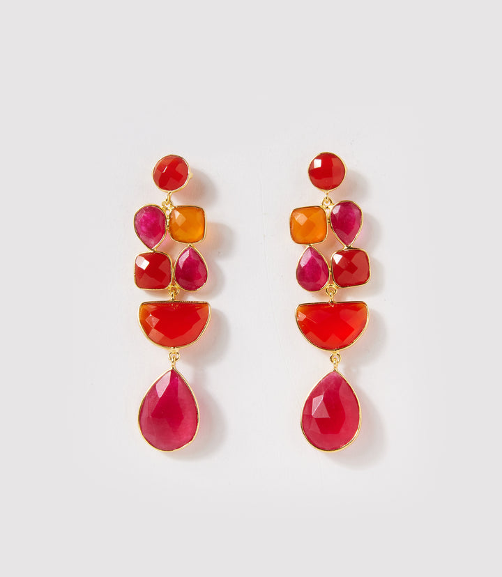 Mixed Gemstone Drop Earrings