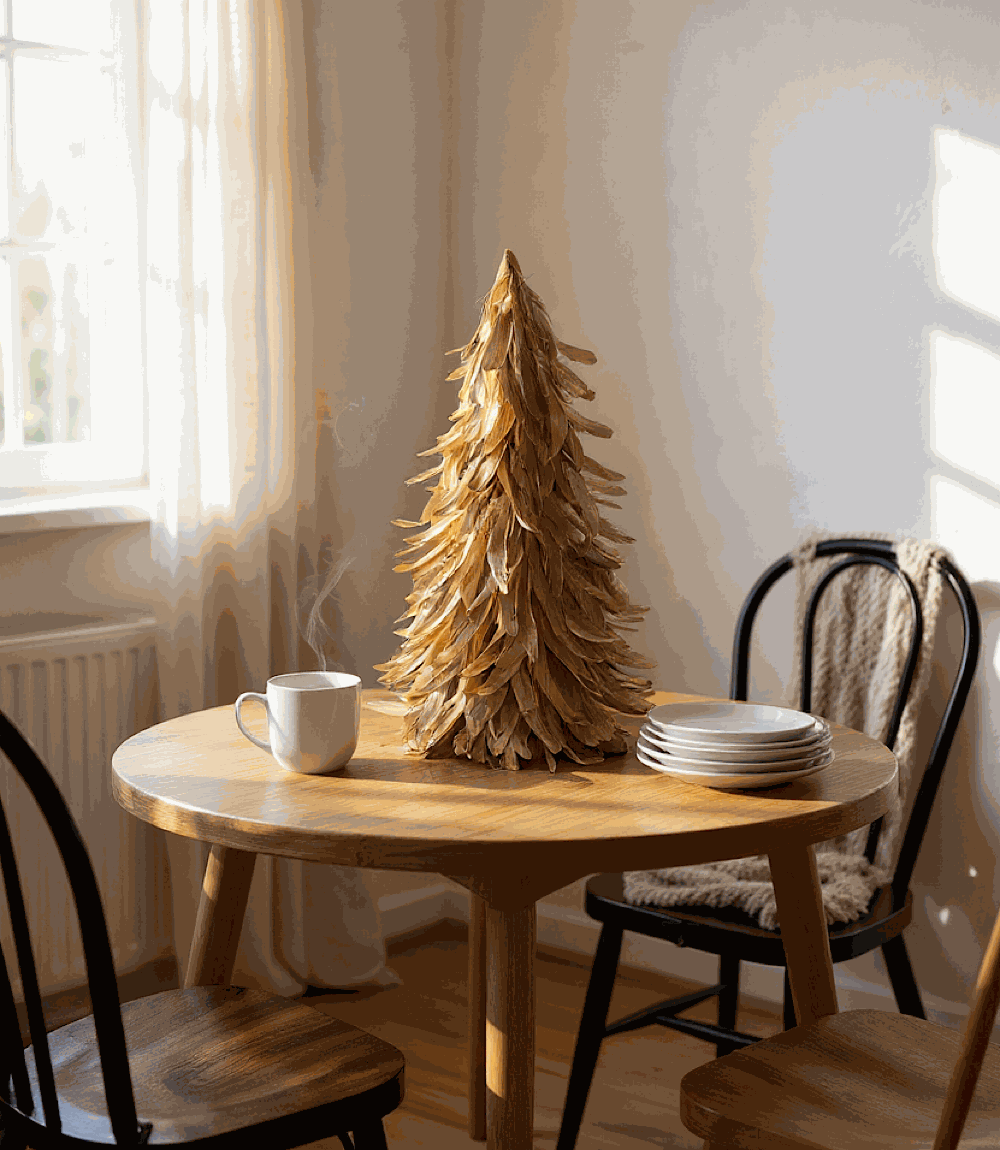 Flocked Feather Metallic Tree