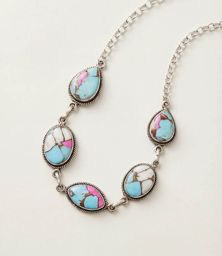 Cotton Candy Turquoise Link Necklace
