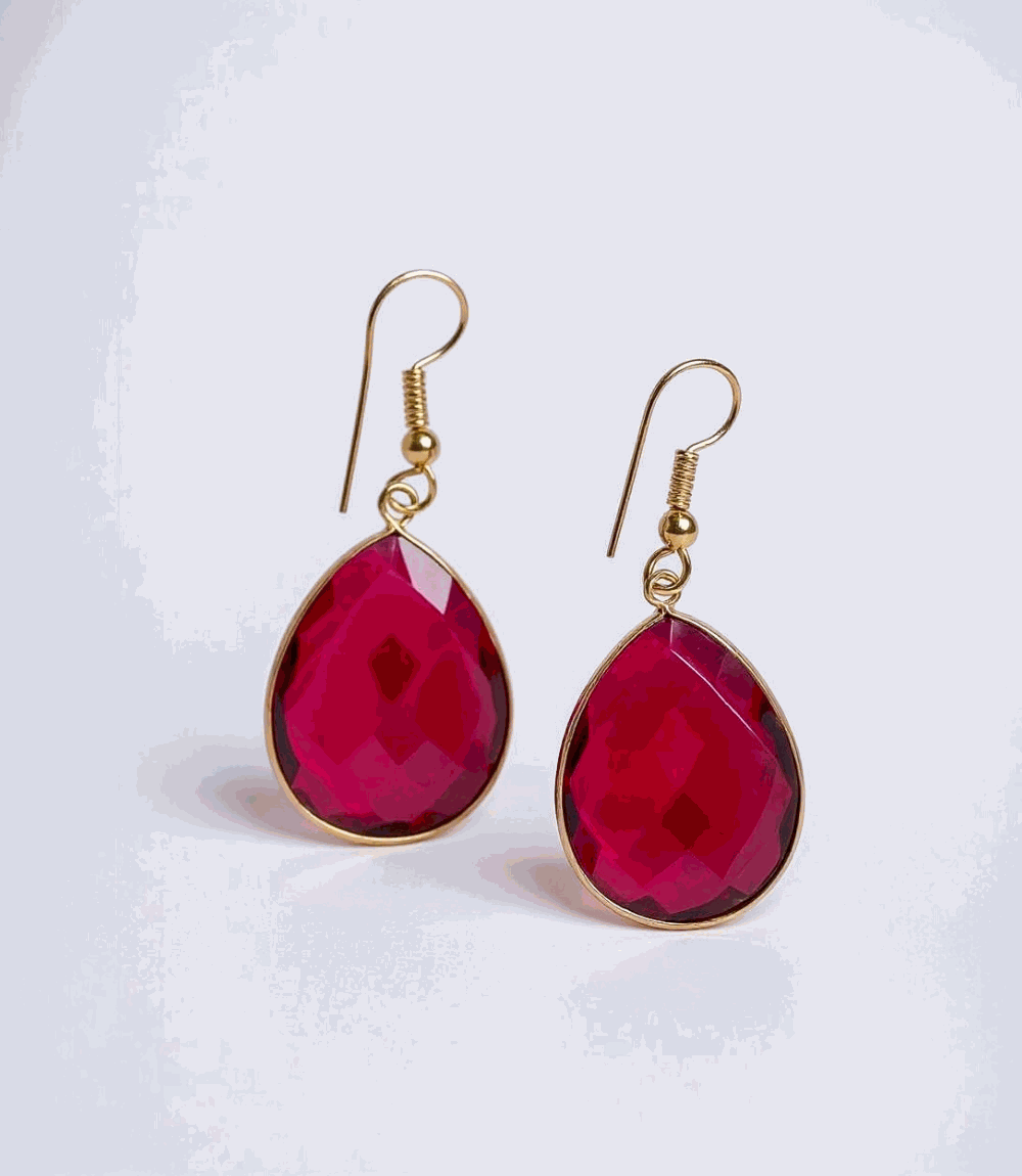 Pink Quartz Teardrop Earrings