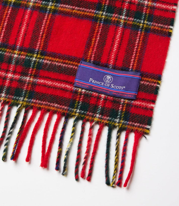 Merino Wool Fringed Plaid Scarf