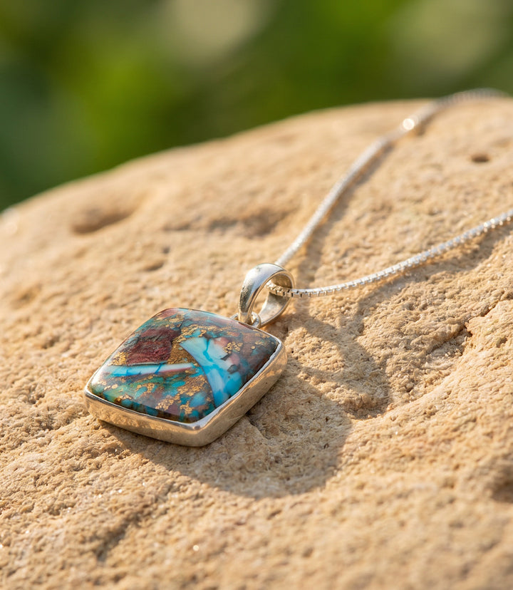 Bronze Turquoise Pendant Necklace