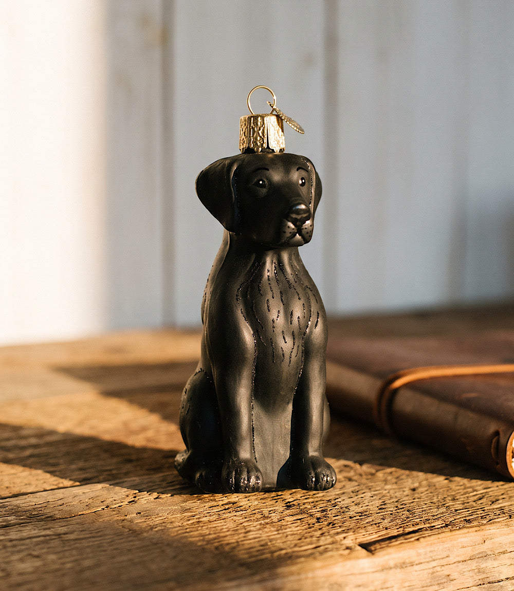 Black Labrador Glass Ornament