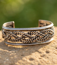 Vintage Braided Sterling Silver Cuff Bracelet
