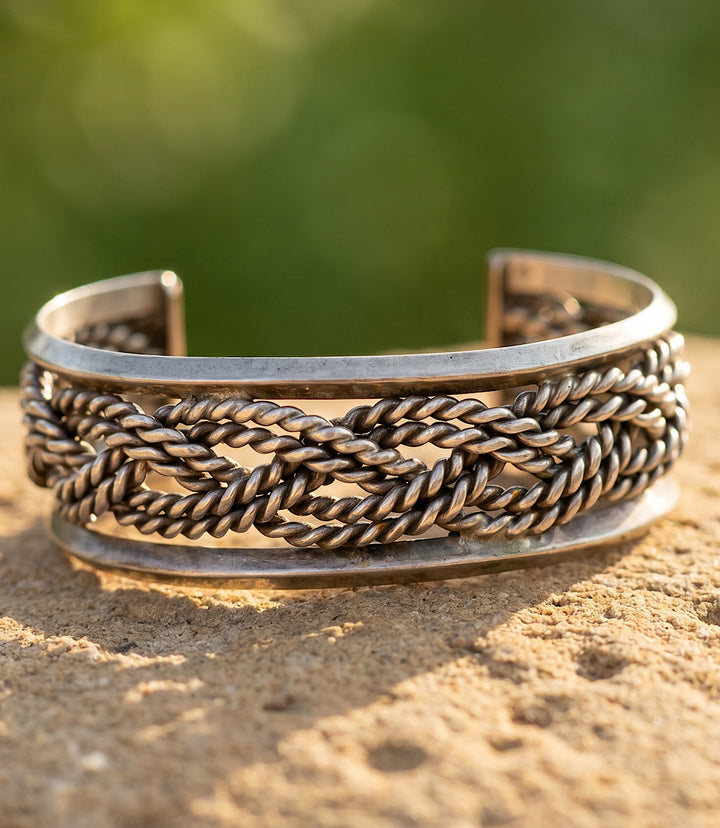 Vintage Braided Sterling Silver Cuff Bracelet