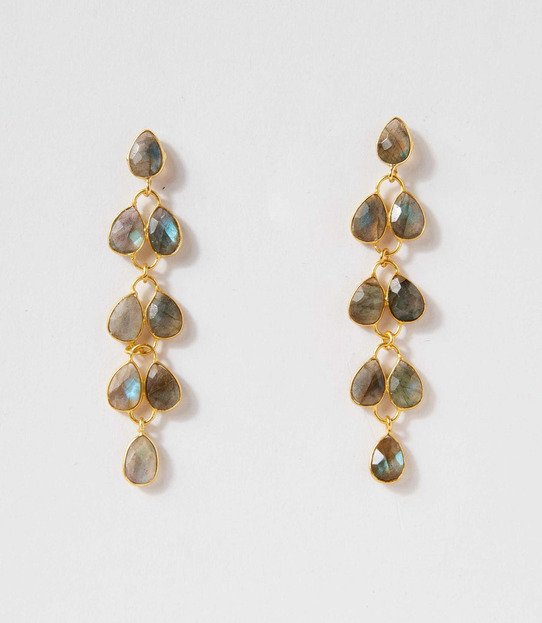 Feather Drop Gemstone Earrings