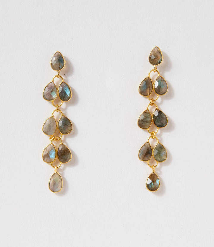 Feather Drop Gemstone Earrings