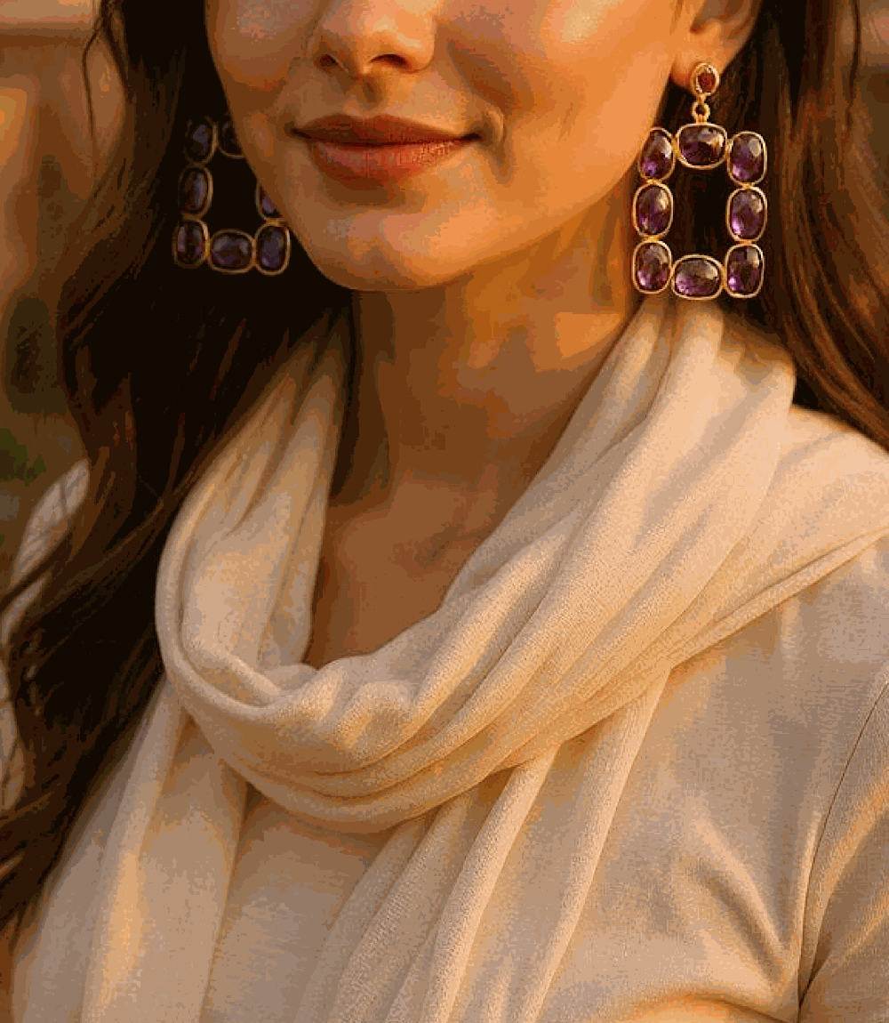 Rectangular Gemstone Bezel Earrings