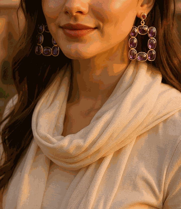 Rectangular Gemstone Bezel Earrings