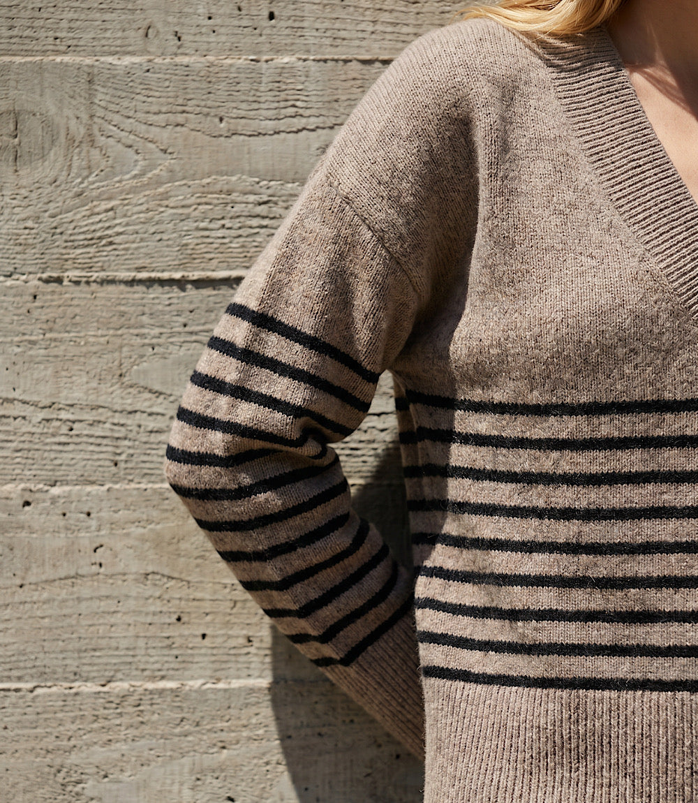 Stripe V-Neck Sweater