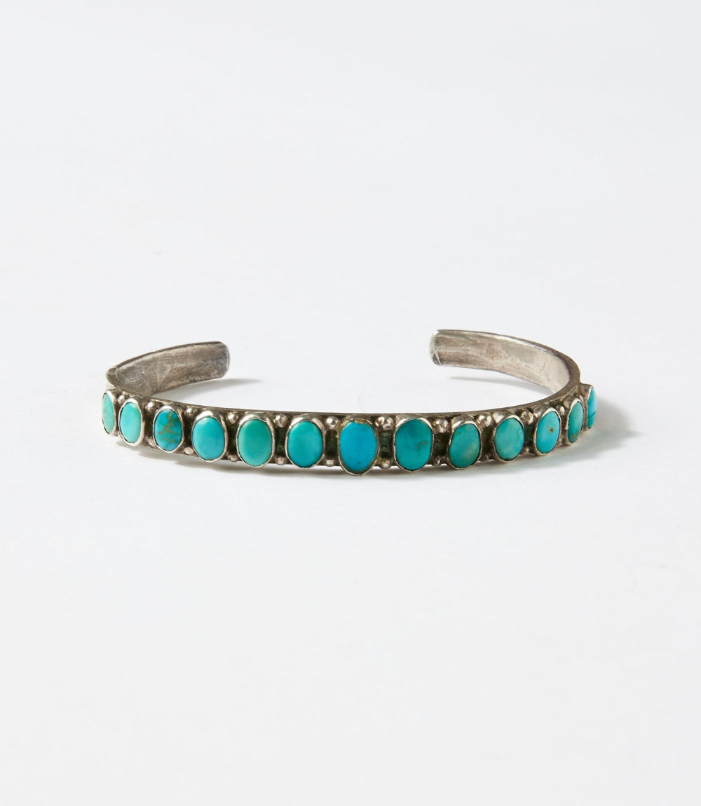 Beaded Turquoise Sterling Silver Cuff Bracelet