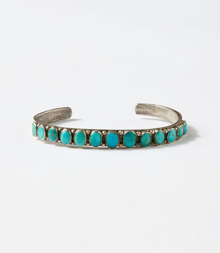Beaded Turquoise Sterling Silver Cuff Bracelet