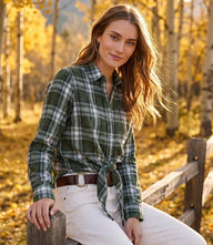 Long Sleeve Plaid Tie-Front Shirt