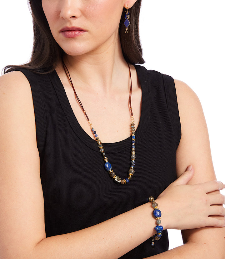 Blue Moon Shell And Gemstone Necklace