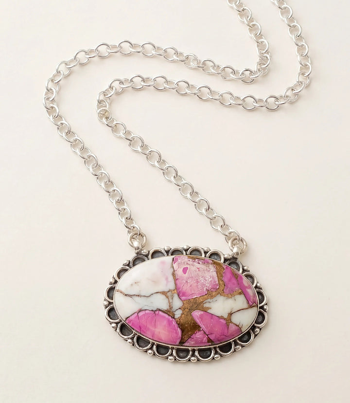 Cotton Candy Turquoise Oval Necklace