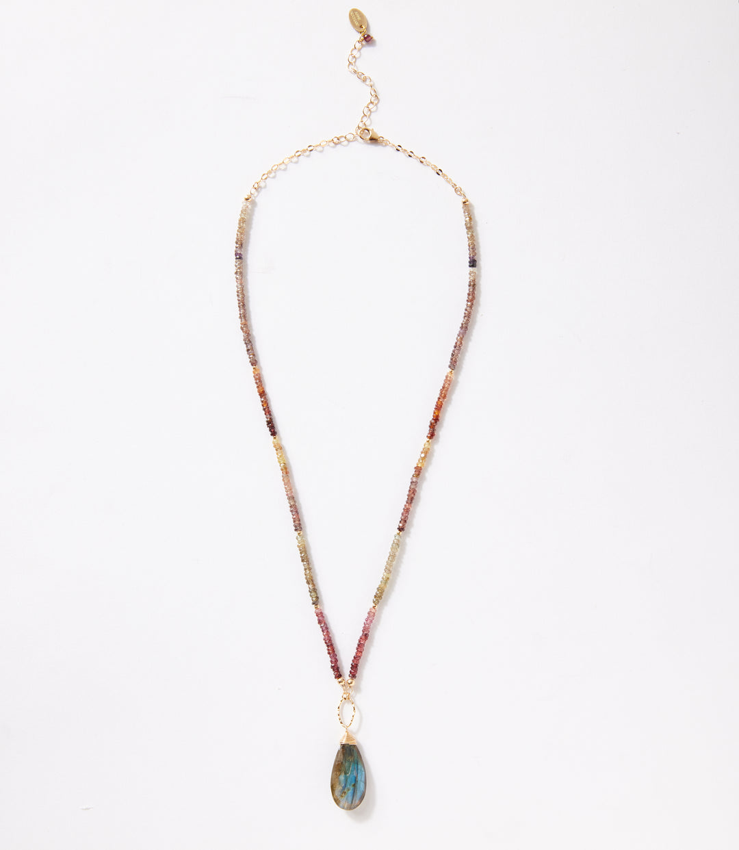 Ombre Beaded Gemstone Pendant Necklace