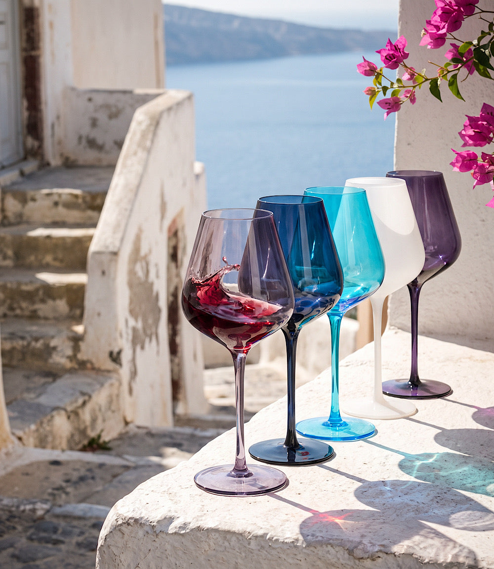Colors Of Santorini Wine Glasses, Set Of 5