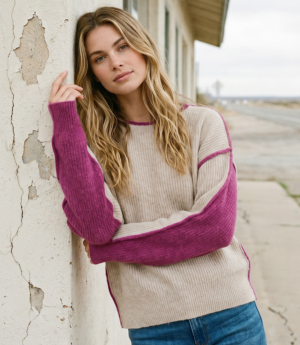 Colorblock Crewneck Sweater