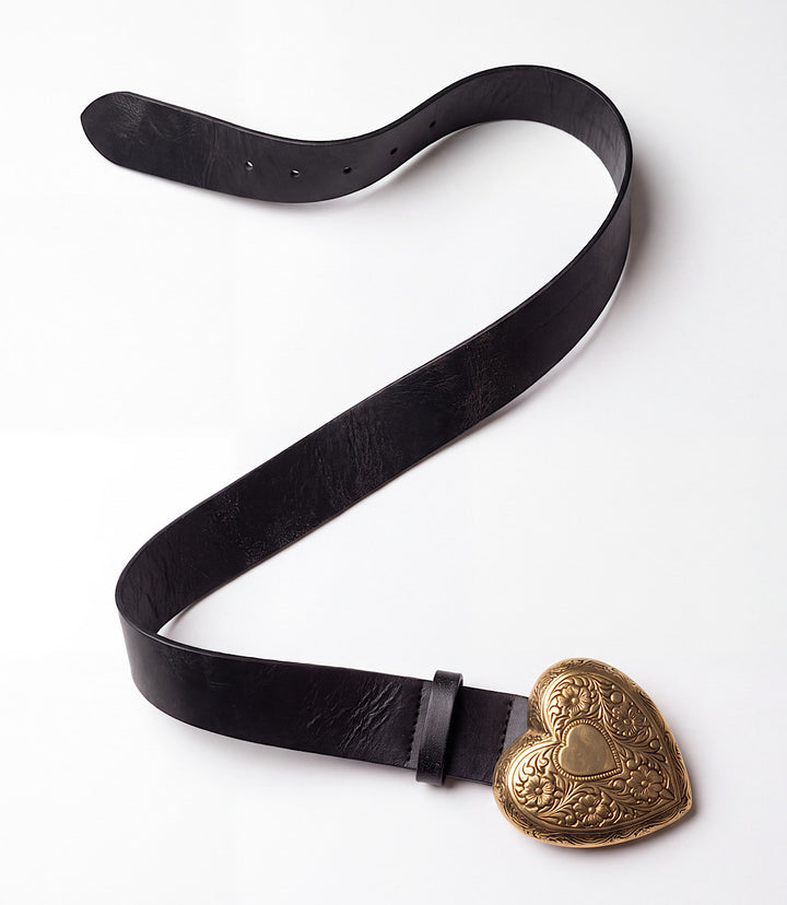 Streets Ahead Leather Embellished Heart Buckle Belt