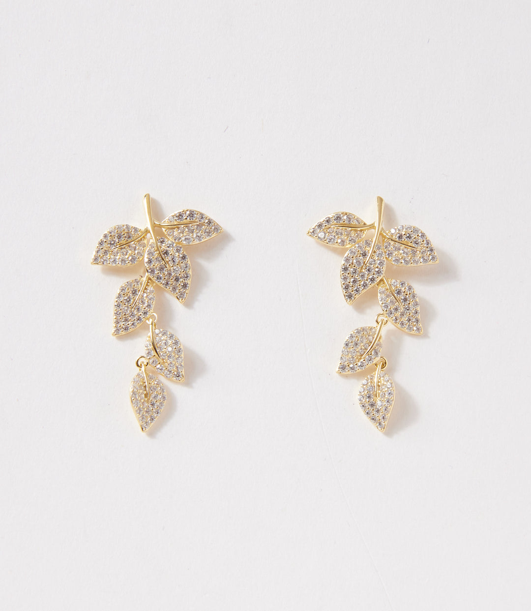 Pavé Leaf Drop Earrings