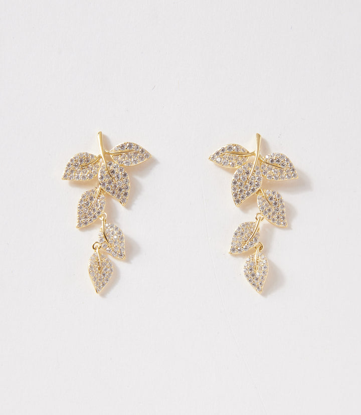 Pavé Leaf Drop Earrings