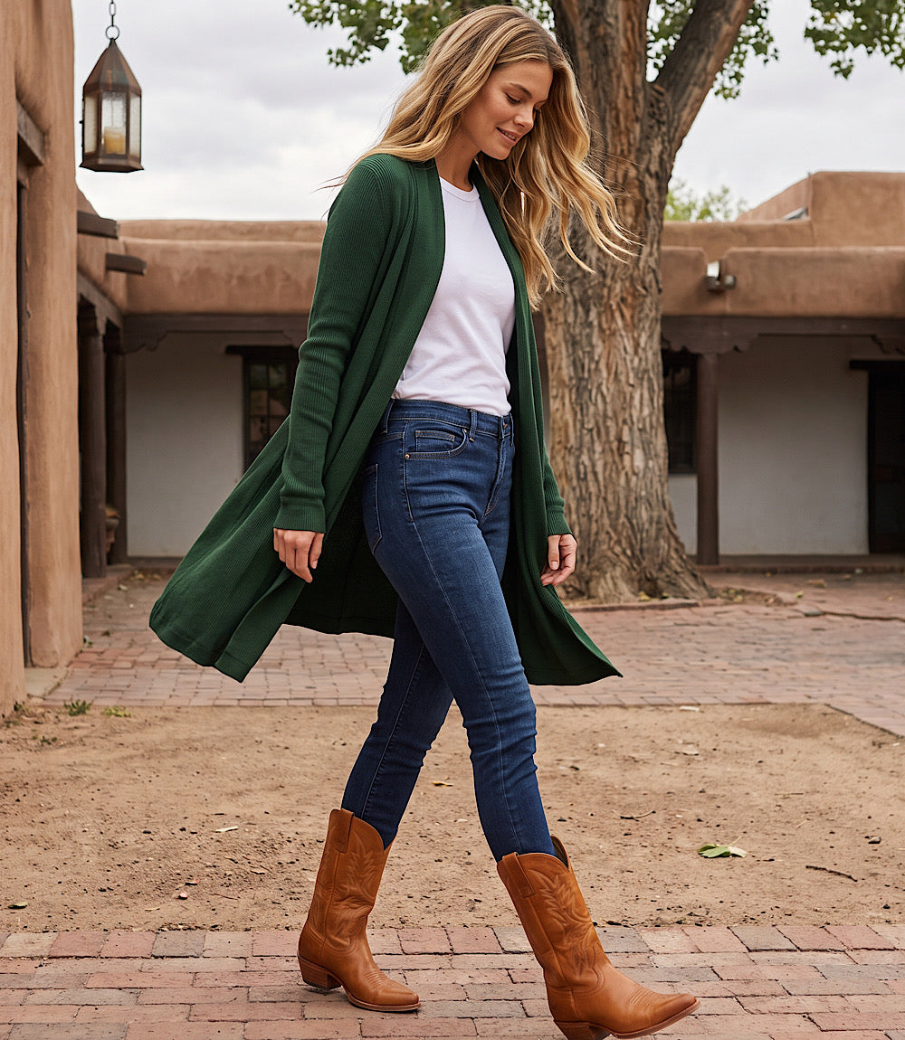 Ribbed Drape Front Cardigan