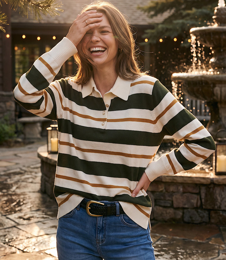 Game Day Collared Stripe Sweater