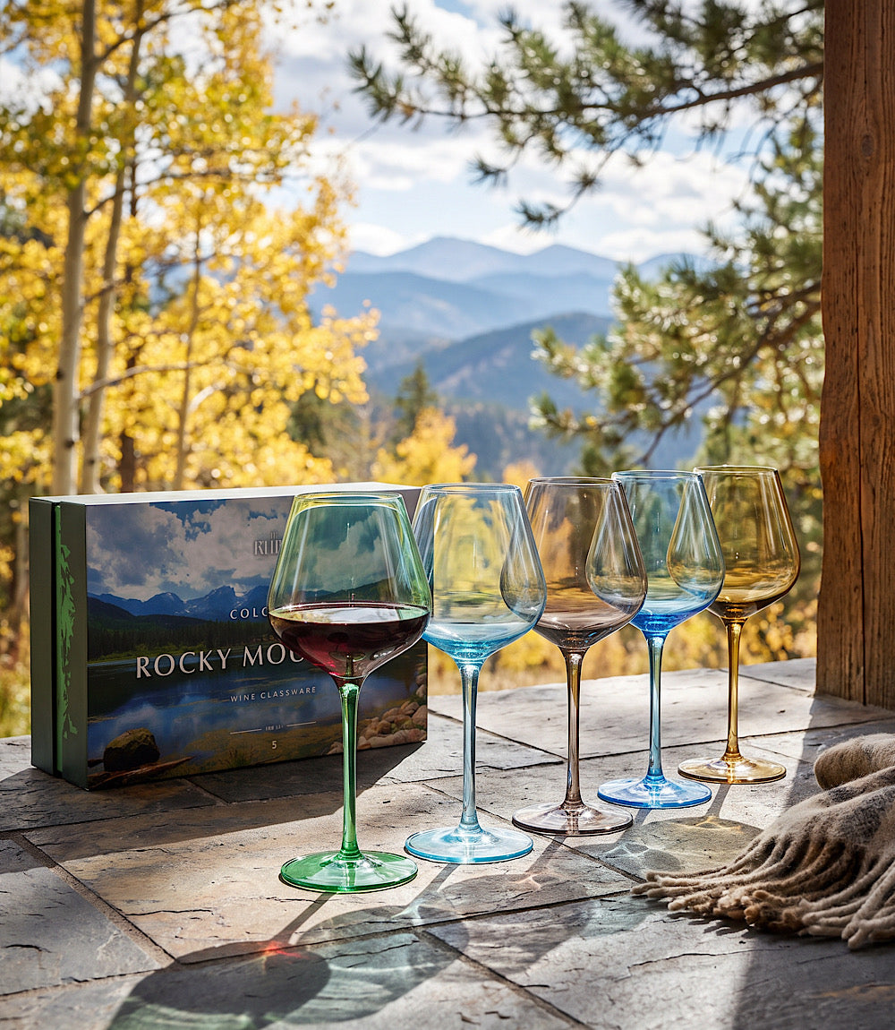 Colors Of Rocky Mountains Wine Glasses, Set Of 5