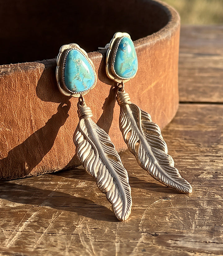Desert Plume Golden Feather Earrings