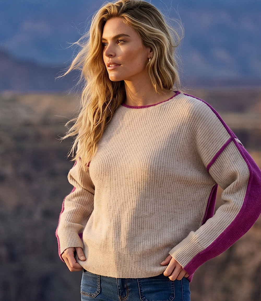 Colorblock Crewneck Sweater