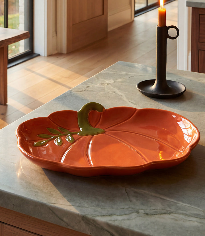 Porcelain Pumpkin Tidbit Plate