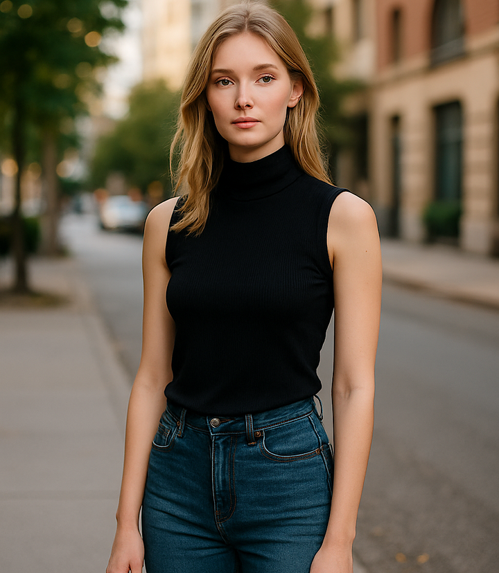Ribbed Turtleneck Tank