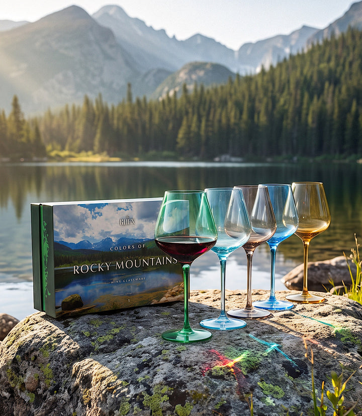 Colors Of Rocky Mountains Wine Glasses, Set Of 5