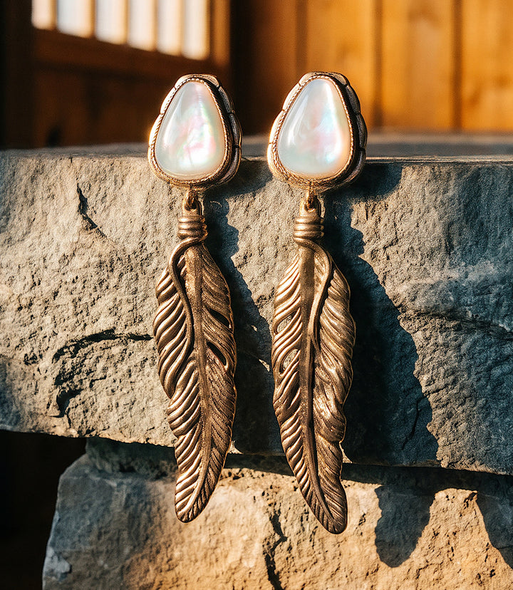 Desert Plume Golden Feather Earrings