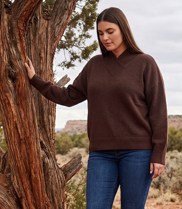 Plus Size Shawl Collar Sweater